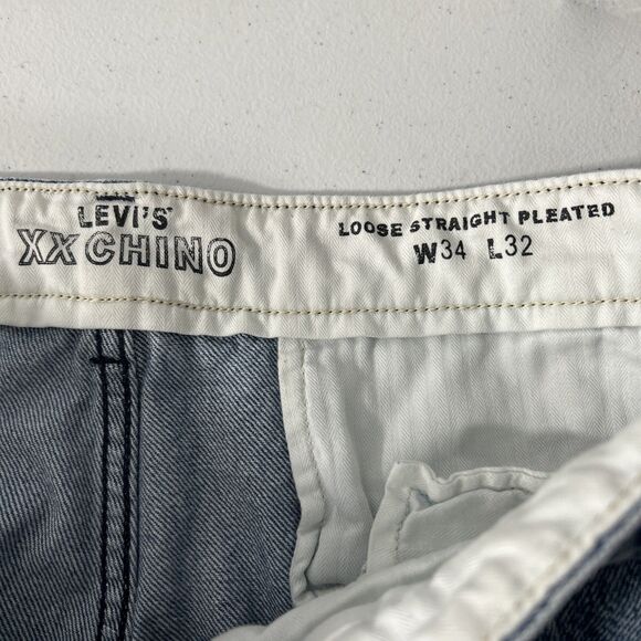 Levis Jeans Mens 34X32 XX Chino Loose Straight Pleated Blue Denim - Picture 4 of 7
